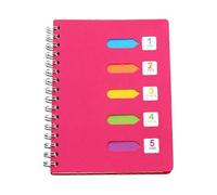 A5 Spiral Notebook,14.5*21cmRosy Hardcover Spiral Notebook Lined with Divider for Office or School