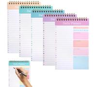 A5 To Do List, 5 paquetes planificador diario sin fecha, 150 hojas A5 Paper Daily Planner con lista TO-DO, cuaderno de espiral, agendas semanales, cuaderno de notas para oficina y escuela