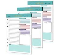 A5 To Do List Refill Paper Daily Planner sin fecha 3 paquetes 6 agujeros 150 hojas A5 Refillable Refill Paper Daily Planner con lista TO-DO, horario impreso por ambas caras