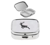 A60 - Pastillero de peltre inglés fino con acabado negro de ciervo en un pastillero con espejo para 2 días