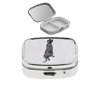 A61 Meerkat acabado negro hecho de fino peltre inglés en un pastillero con espejo para 2 días