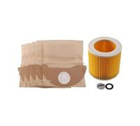 A61T - 1 filtro HEPA + 5 bolsas de papel, compatible con Karcher. Piezas for aspiradoras. Cartucho de filtro HEPA WD2250 WD3.200 MV2 MV3 WD3.