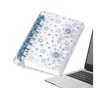 A7 Budget Binder Cover - Glitter Star Clear Binder Shell | Transparent Loose Leaf Notebook Cover | A7 Planner Binders Covers for Cash Envelopes Albums Organizer Folder Replacement Accessories