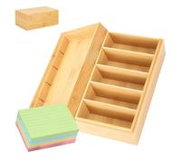 A7 Caja para Tarjetas Maderas, 22x12,6x9cm Caja Vocabulario Maderas con Tapa, Organizador de Tarjeta con 4 Tabiques Ajustables y 400 piezas Ficha índice, Organizador de Tarjetas(Incluye Fichas índice)
