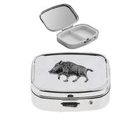 A71 Wild Boar acabado negro hecho de fino peltre inglés en un pastillero con espejo para 2 días