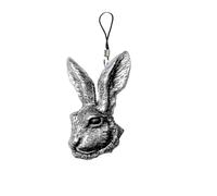 A73 - Abalorio para teléfono móvil, diseño de cabeza de liebre inglesa con emblema de peltre, cordón de 4 cm, paquete de regalo