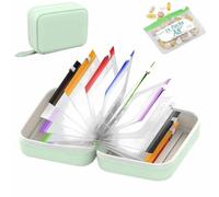 A8 Waterproof Weekly Pill Organizer,with 14 Color-Coded Medicine Pouches,Reusable Portable Medication Storage Travel Case,Leakproof Zippered Storage Case,for Vitamins Supplements Fish Oils (green)