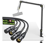 AA AUDIO ACCESSORY Brazo de micrófono y Cable XLR de 3m (paquete de 2)