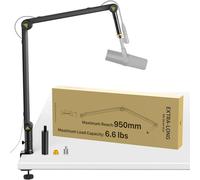 AA AUDIO ACCESSORY Brazo de suspensión para micrófono, carga 3 kg, compatible con Shure SM7B, MV7+. Diseño de engranaje bloqueante para máxima estabilidad, soporte de mesa profesional