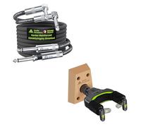 AA AUDIO ACCESSORY Cable Guitarra Electrica à Angle Droit Lot 3M 2-Pack y Soporte Guitarra Auto-Lock