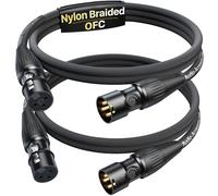 AA AUDIO ACCESSORY Cables XLR 1m (Pack 2) Conectores 3-pin chapados en oro (Rean-Neutrik), refuerzo de kevlar nailon trenzado, blindaje OFC. Cable canno macho-hembra balanceado, compatible con Shure