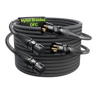 AA AUDIO ACCESSORY Cables XLR 4.5m (2 Unidades), Conectores Rean Chapados en Oro (Neutrik), Cable para Micrófono Reforzado Kevlar/Trenzado Nailon, Blindado y Cable XLR Balanceado, Macho a Hembra