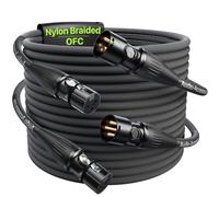 AA AUDIO ACCESSORY Cables XLR Profesional Blindado - Pack de 2 (6m) - Conectores Neutrik REAN Chapados en Oro - Cable de Audio con Malla de Nylon y Kevlar, Núcleo OFC 21AWG 99.99% - Macho a Hembra