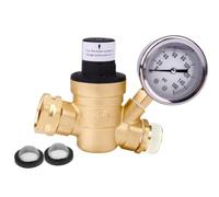AA Ignition Válvula reguladora de presión de agua de 3/4 pulgadas con manómetro, latón sin plomo para caravanas, camiones, remolques de viaje, reductor de presión de agua ajustable con filtros de