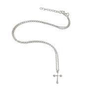 AAA Circonita cúbica Cruz Colgante del Collar de las Mujeres de Color Plata Joyería fina y de Moda Chic Cadena de Onda de Agua Bijoux Femme Choker N42 Practical And Professional