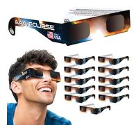 AAA Eclipse Pack de 12 Gafas de Eclipse Solar Homologadas para Ver Eclipse, Gafas Eclipse Solar Homologadas ISO 12312-2, Certificadas CE, Made in USA, Solar Eclipse Glasses, Eclipse Glasses Seguras