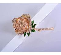 AAA Zircon Brooch Pin for Women's Flower Shape Pins Clothes Scarf Buckle Garment Accessories Fine Jewelry Gifts (Champagne Gold)