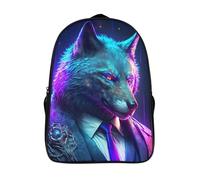 aaaaab Boss Wolf In Suit Mochila escolar para niñas 39x29x16cm 16 pulgadas Mochila informal con 2 compartimentos Mochila ligera Mochila para niños y niñas para estudiantes de secundaria