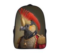 aaaaab Loro en uniforme militar Mochilas para niños Mochila escolar de 2 compartimentos Impreso en 3D para niños Mochilas de viaje Mochilas para libros Niños 39x29x16cm Mochila escolar de 16 pulgadas