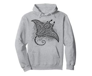 aaaBlack and White Tribal Manta Ray - para los Fans de Manta Ray Sudadera con Capucha