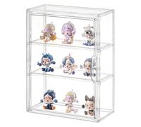 AAABOX 3 Piezas Vitrina Expositora para Colecciones Figuras,Caja Exhibición Acrilico Transparente,Expositor Miniaturas Metacrilato para Bitty Pop Mart,Autoensamblaje( 3 Niveles,27x13x36cm)