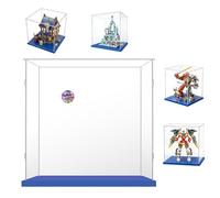 AAABOX 35x25x35 Vitrina Acrilico para Lego Ninjago 71720 71765 21325 41703 43172 43225 60215 76105 (Base Azul)