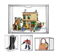 AAABOX Caja de Exhibición Acrílico Transparente Grande para Lego,3 Piezas 40x25x30cm Vitrina Expositora Apilable con Puerta para Colecciones Bolsos Muñecas Coches Modelo Juguetes, Autoensamblaje