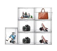 AAABOX Caja de Exhibición Acrílico Transparente para Lego,3 Piezas 36x23x27cm Vitrina Expositora Apilable con Puerta para Colecciones Bolsos Muñecas Coches Modelo Juguetes, Autoensamblaje