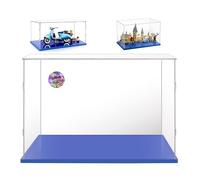 AAABOX Vitrina Expositora 40x20x30 para Lego Fontana di Trevi 21062 Vespa 10298 75953 42179 43207 60414 76388 (Base Azul)