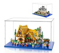 AAABOX Vitrina Expositora 40x30x25 con Base Azul,Caja Exhibición Acrílico Transparente para Castillo Hogwarts 76419 Castelo Himeji 21060 Star Wars 75357 Disney Snow Maiden y los Siete Enanitos 43242