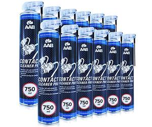 AAB Contact Cleaner PRO 750ml - Conjunto de 12 - Potente Agente de Limpieza - Alcohol Isopropilico, Spray Limpia Contactos, Limpiador de Contactos Electronicos, Limpiador Electronico, Disolvente Spray