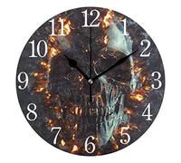 AABAO The Dead Skull - Reloj de pared redondo con diseño de calavera, silencioso, pintura al óleo para dormitorio, salón, oficina, escuela, decoración del hogar