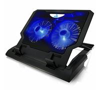 AABCOOLING NC65 - Bases de Refrigeración con 2 Ventiladores, Regulación del Ángulo de Inclinación y Retroiluminación Azul, Ventilador Portatil, Base Refrigeradora, Atril Portatil