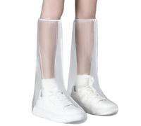 AABDTYYD 5 Pares Cubrezapatos Desechables Impermeables, Polainas PE Altas con Gomas (Transparente 46x39cm) - Talla Adulto 37-43, 18g/Par para Viajes & Lluvia