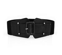 AABDTYYD Cinturones Anchos Elásticos con Hebilla de Metal para Mujer - Cinturón Elástico Ancho Negro