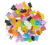 Aabellay 100PCS resina de caramelo oso gomoso parte trasera plana cabujones cuentas para bricolaje collares colgantes llavero broche aretes caja del teléfono móvil, color aleatorio, Resina