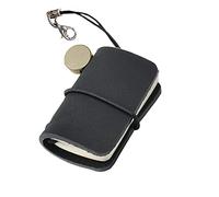 Aabellay Cuaderno de viaje de cuero diminuto diario recargable en miniatura para muñeca Vintage Mini tamaño cuaderno de notas de viajero 4,8 cm x 3,2 cm - negro