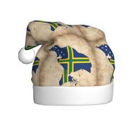 aabkjgfr Mapa de la bandera de las Islas Salomón con estampado de líneas cruzadas, sombrero de Papá Noel para adultos, suave y cómodo, adecuado para fiestas de Año Nuevo, en interiores y exteriores.