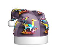 aabkjgfr Origami Multicolor Papercraft Cranes 1 impresión sombrero de Papá Noel adulto, suave y cómodo, adecuado para fiestas de Año Nuevo, en interiores y exteriores.