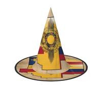 aabkjgfr Sombrero de bruja con la bandera de Nuevo México Map01, para adultos, adecuado para fiestas, carnaval, bailes de máscaras, juego de rol