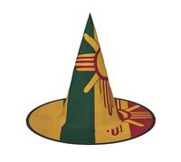 aabkjgfr Sombrero de bruja con la bandera de Nuevo México Map03, para adultos, adecuado para fiestas, carnaval, bailes de máscaras, juego de rol