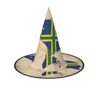 aabkjgfr Sombrero de bruja de Halloween con diseño de mapa de la bandera de las Islas Salomón con líneas cruzadas, adecuado para fiestas, carnaval, bailes de máscaras, juego de rol