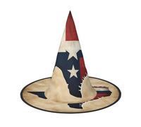 aabkjgfr Sombrero de bruja de Halloween con dos estrellas blancas con mapa del estado de Texas, adecuado para fiestas, carnaval, bailes de máscaras, juego de rol