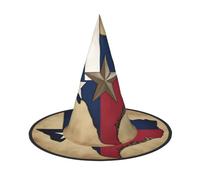 aabkjgfr Sombrero de bruja de Halloween con la bandera del estado de Texas Map01, adecuado para fiestas, carnaval, bailes de máscaras, juego de rol