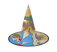 aabkjgfr Sombrero de bruja de Halloween con la bandera del Reino de Bután Map02, adecuado para fiestas, carnaval, bailes de máscaras, juego de rol