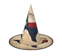 aabkjgfr Sombrero de bruja de Halloween con mapa de la bandera del estado de Texas con una estrella, adecuado para fiestas, carnaval, bailes de máscaras, juego de rol