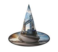 aabkjgfr Sombrero de bruja histórico de Old Tower Bridge de Londres, sombrero de bruja de Halloween para adultos, adecuado para fiestas, carnaval, bailes de máscaras, juego de rol