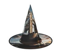 aabkjgfr Sombrero de bruja histórico de Old Tower Bridge de Londres, sombrero de bruja de Halloween para adultos, adecuado para fiestas, carnaval, bailes de máscaras, juego de rol