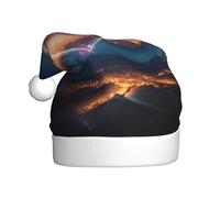 aabkjgfr Sombrero de Papá Noel con estampado de corazón de estrella fugaz, sombrero de Papá Noel suave y cómodo, adecuado para fiestas de Año Nuevo, en interiores y exteriores.