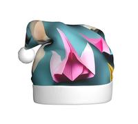 aabkjgfr Sombrero de Papá Noel para adultos con estampado de grulla de papel de origami, suave y cómodo, adecuado para fiestas de Año Nuevo, en interiores y exteriores.